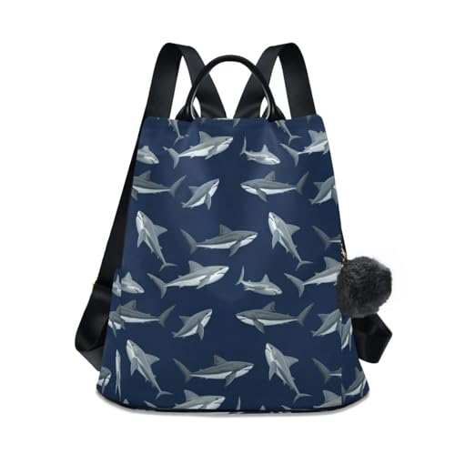 Sac à dos antivol femme multi-poches à imprimé requins et zip dans le dos