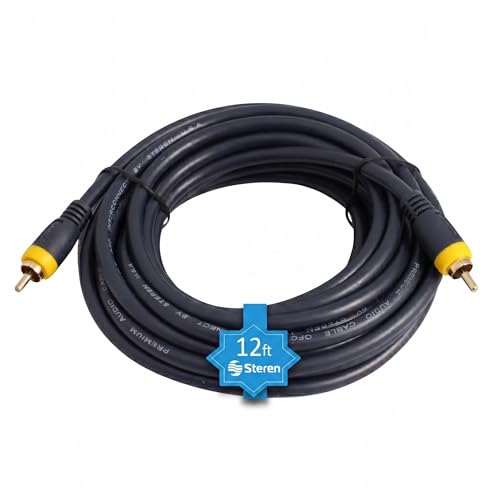 Cable RCA Steren de 3,66 m negro con transmisión limpia de sonido libre de interferencias