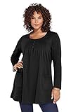 Roaman's Women's Plus Size Two Pocket Long Sleeve Soft Knit Swing Tunic - M, Black