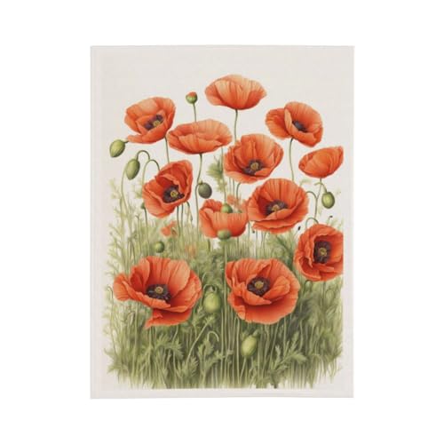 Couverture lit flanelle coquelicot avec finitions haut de gamme - 3