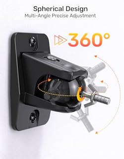 Speaker Wall Mount for Samsung Q990D Rear Speakers SWA-9500S, Klipsch RP-500SA R-41M Dolby Atmos, Universal Keyhole & 1/4"-20 Thread Bracket, 360° Adjustable Aluminum Ceiling Mount, 11lbs Capacity