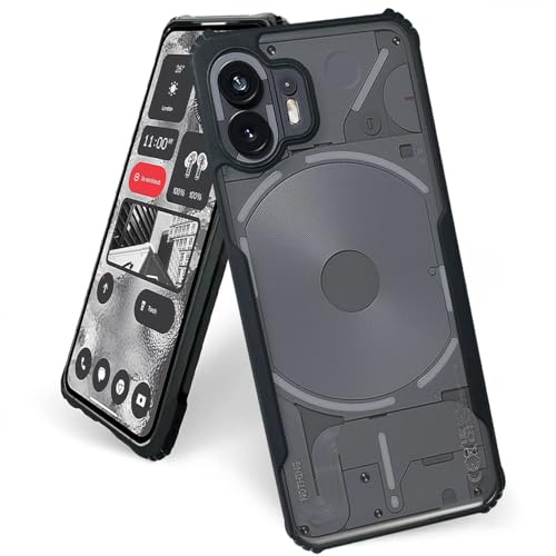 Image of AIBEX Crystal Clear Back Cover Case for Nothing Phone 2 | 360 Degree Protection | Shock Proof Design | Transparent Back Cover Case (PC & TPU, Black Bumper)