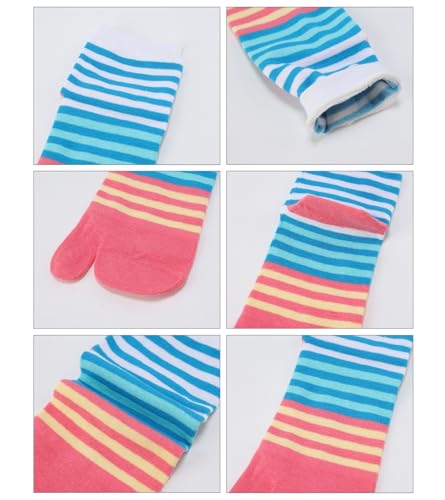 Image of Women's Solid 2 Toe Flip Flop Tabi Socks Geta Ankle Cotton 5 /6 Pairs
