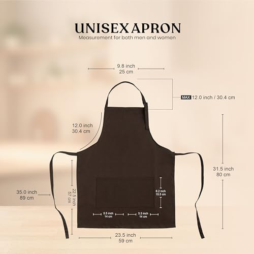 CRASOME Apron for Men Women Chef Cooking Restaurants Gardening Workshop, Barbers with Adjustable Strap and Two Pockets