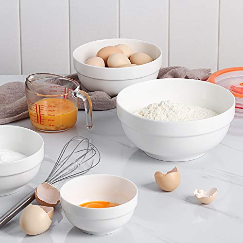 Dowan Mixing Bowls With Lids, Serving Bowls With Lids, Food Storage Container, Porcelain Prep Bowl Set, Ceramic Soup Bowls For Kitchen, Microwave & Dishwasher Safe, 64/42/22/12 Ounce, Set Of 4 #TOP4