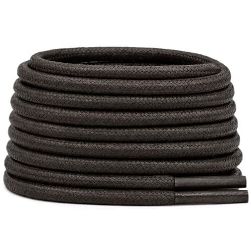 DELELE Round Cotton Waxed Shoelaces: 7/50 Inches Dark Brown Dress Shoe Laces for Boot 2 Pair 35 inch