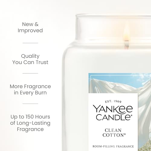 image for Yankee Candle Clean Cotton Scented Candle, 22oz Large Jar with up to 1