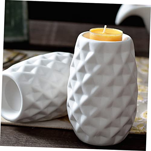 Coheali Taper Candle Holders Candlestick Holders For Taper Candles Home Decoration Pineapple Shaped Candlestick Votive Candle Holder Creative Desktop Adornment Tea Light Decorate Set White #TOP1