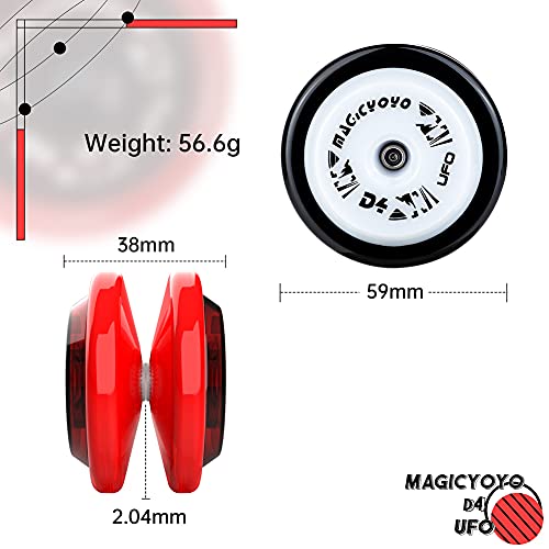 CHEE MONG 2 Responsive Yoyo for Kids and Beginners, Professional Looping Yoyo Magic YOYO D4, Loop Yoyo String Trick 2A Yoyo with PC Body + Extra 12 Yoyo Strings, 2 Yo-yo Gloves, 2 Bags
