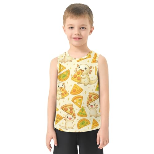 Boys' Tank Top Shirt Salamander Pizza Pattern Sleeveless T-Shirts2