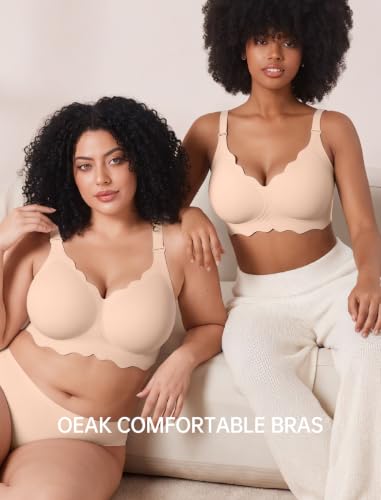 Image of OEAK Women Value Series Jelly Bras Wireless Pushup Convertible Bra | Everyday Essentials,Comfortable Bralettes,No Underwire,Full Coverage,Support Lift,Tshirt,Soft,Seamless,Scalloped