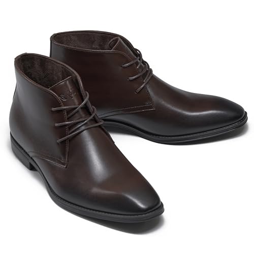 Holy dove Mens Dress Boots, Premium Leather Oxford Chukka in Coffee Brown, Non-Slip Waterproof Business Boots for Men (Size 12)2