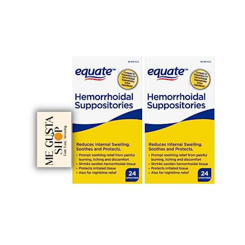 Equate Hemorrhoidal Suppositories 24 Ct (Pack of 02) 48 Total + Me Gustas Sticker