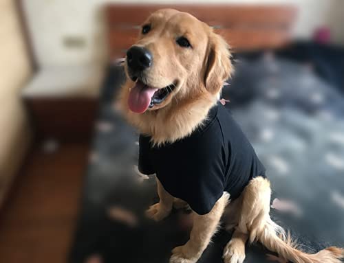Baumwolle T-Shirt Einfarbig für Mittlere und Große Hunde Sommer Jersey Hundekostüm Bequeme Pullover Frühling Herbst Pulli Atmungsaktiv Hunde Polo Tops Hundemantel (3XL, schwarz)