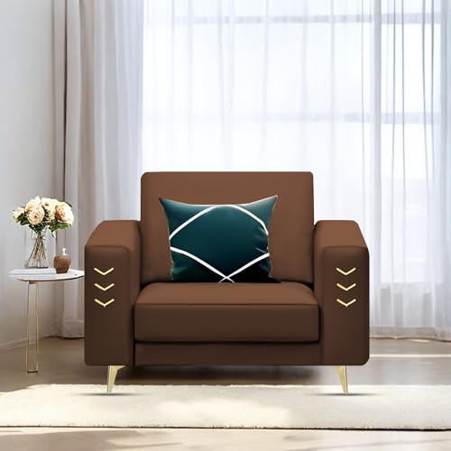 Image of Casaliving Falco 1 Seater Sofa Set for Living Room (Brown Fabric) Premium Fabric Sofa