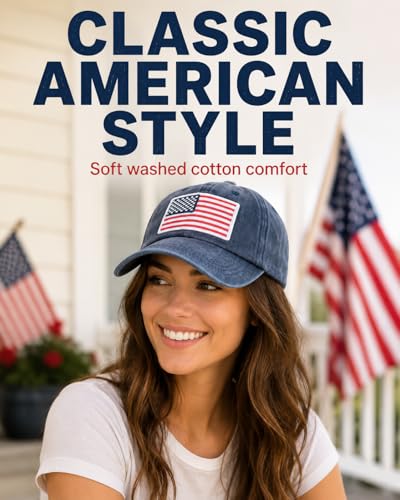 Image of 2-Pack USA Flag Hats for Men Baseball American Flag Hats for Men USA Cap USA Tactical Washed for Women