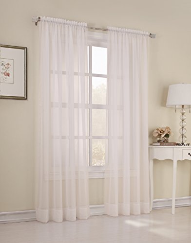 No. 918 Emily Sheer Voile Single Curtain Panel, 59 x 84 Inch, Eggshell