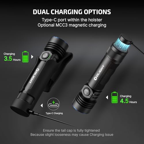 OLIGHT Seeker 4 Pro Rechargeable Flashlights, 4600 Lumens High Powerful Bright Light with USB C Holster, Waterproof IPX8 for Emergencies, Camping, Searching (Matte Black Cool White) - Image 4