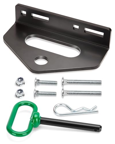 Zero Turn Trailer Hitch With Hitch Pin 1/4(6mm) Thick Heavy Duty Steel Universal Lawn Mower Towing Hitch Kit With Pin Versatile Chain Slot Rugged Hitch Included Carriage Bolt & R Clip Black & Green