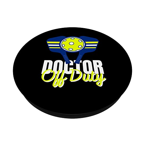 Doctor Off-Duty Funny Medical Doctor Pickleball Lover PopSockets Swappable PopGrip, Black - Image 2