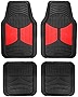 FH Group Full Set Trimmable Rubber Floor Mats, Monster Eyes (Red) - Universal Fit for Cars Trucks and SUVs