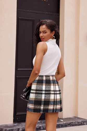 Kate Kasin 2025 Plaid Pencil Skirts for Women High Waisted Casual Stretch Bodycon Mini Skirt4