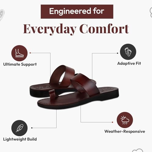 Image of Holy Land Market Men /Women Biblical Jesus Leather Sandals /Slides From Jerusalem (Jesus - Finger Style I)
