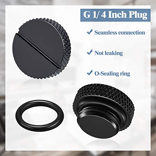 Image of Hotop 10 Pcs Black Water Cooling Plug Fittings with O Ring, G1 /4 Thread