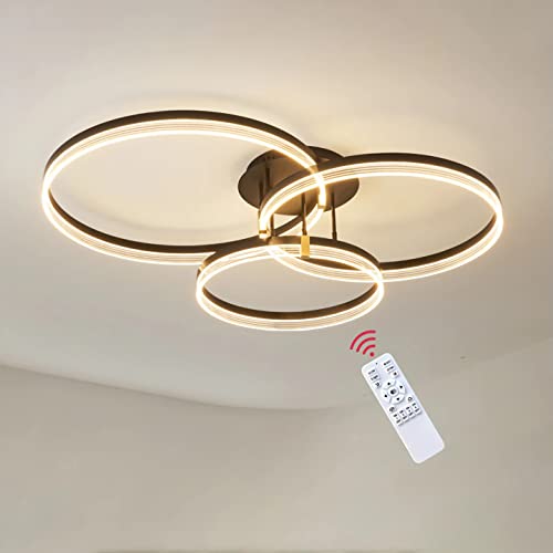 LED Ceiling Light Dimmable Modern, 56W LED Ceiling Lamp with Remote Control, 3 Built-in LED Boards, Aluminum Ceiling Light for Bedroom Living Room Dining Room Kitchen Chandelier Lamp, Ø30+Ø40+Ø50cm (