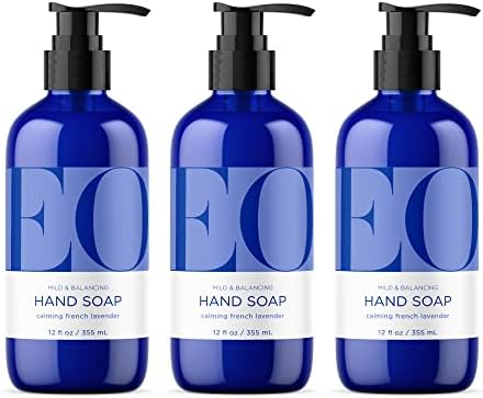 EO Liquid Hand Soap, 12 Ounce (Pack of 3), French Lavender, Organic Plant-Based Gentle Cleanser with Pure Essential Oils