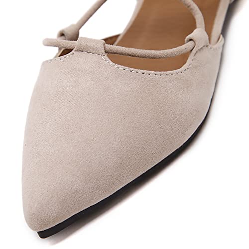 Unifizz Women’s Criss Cross Tie Up Ankle Wrap Ballet Flats Pointed Plain Ballerina Dress Comfort Slip On Flat Shoes3