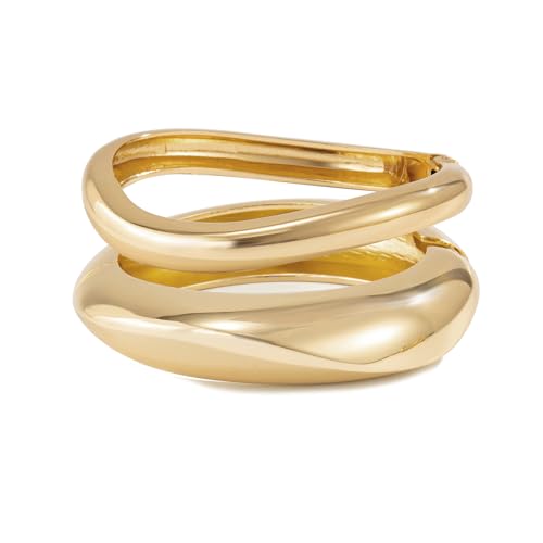 Gold Bangle Bracelets for Women Wide Chunky Cuff Bracelet Stack Trendy Open Adjustable Twist Cuff Bangle Jewelry ﻿