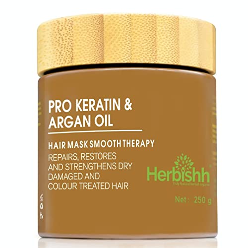 Herbishh Argan Hair Mask-Deep Conditioning & Hydration for Healthier Looking Hair for very Dry Weak, Stressed Out Hair