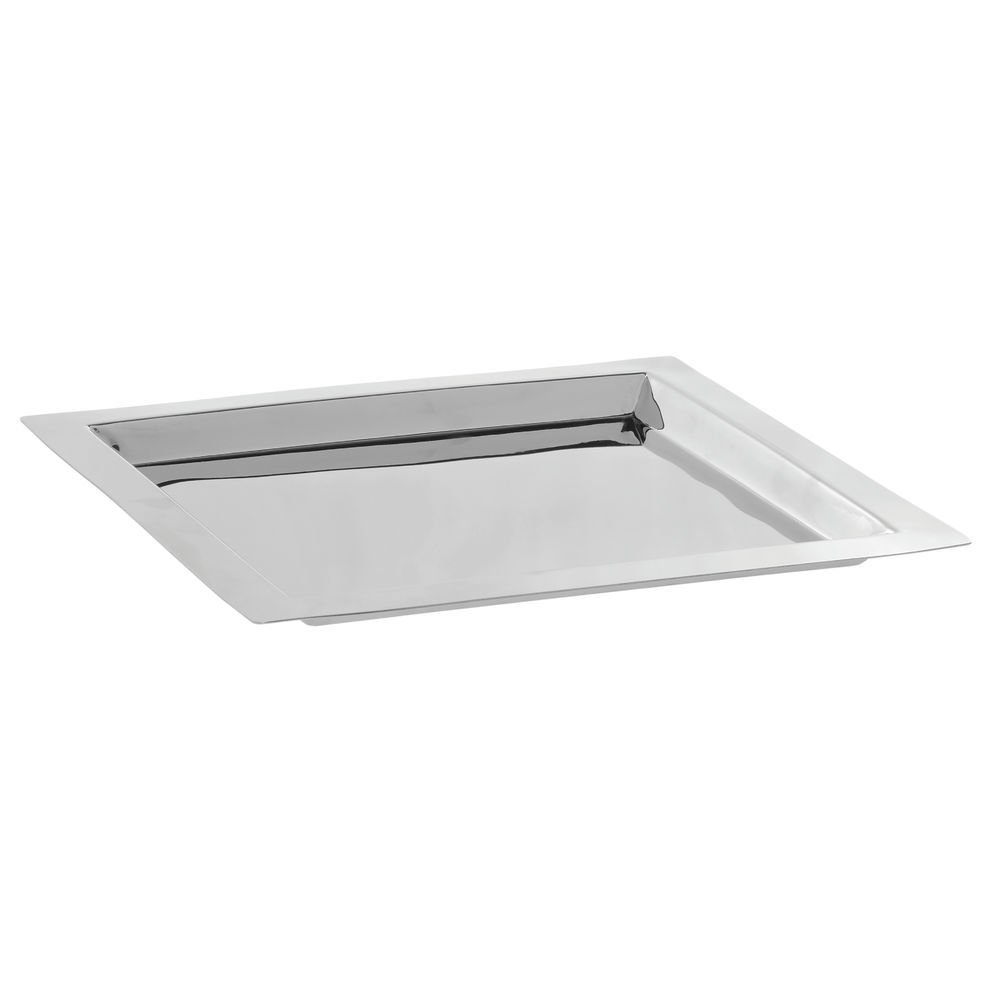 Serving Tray Square Silver Stainless Steel with Mirror Finish - 11" L x 11" W x 3/4" H by HUBERT – 11" x 11" x 0.8", Stainless Steel, Silver, Model TR02901188