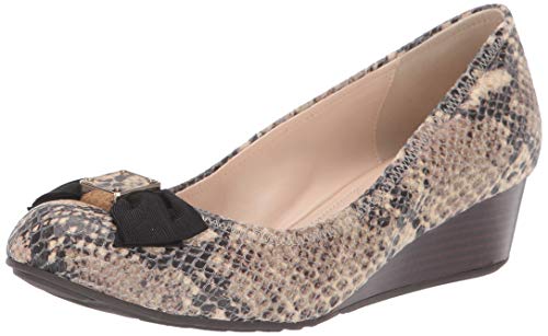 Cole Haan Women's TALI Soft Bow Wedge (40MM) Pump, Roccia Snake Print