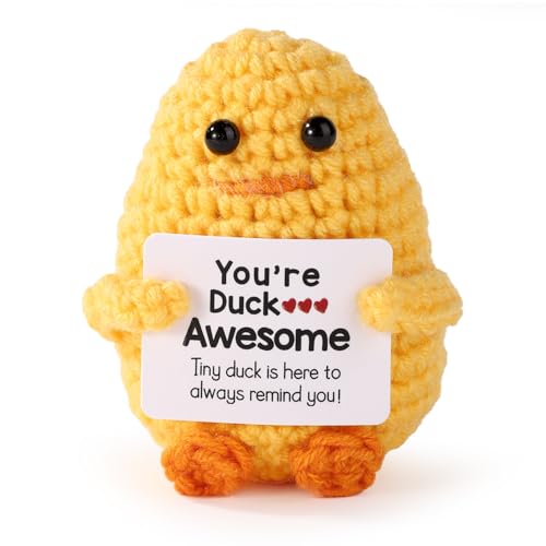 Gosknor Pato de Crochet, Muñeco de Punto Positivo Divertido Pato de Crochet Positivo Patos Motivacionales para Regalo de Cumpleaños de Navidad Inspirador Hecho a Mano