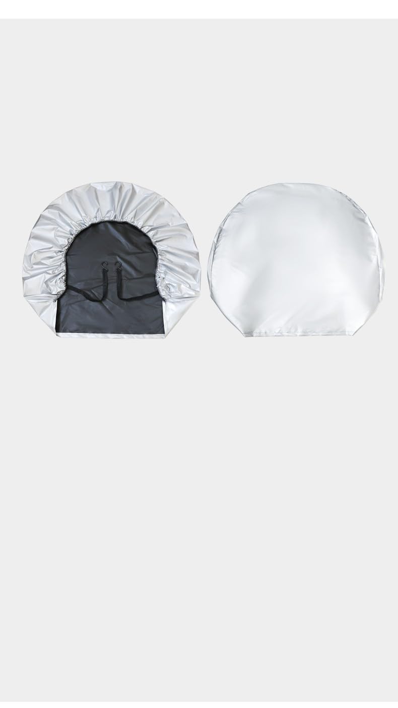 Copri pneumatici per auto, 80 cm, protezione solare anti-invecchiamento, protezione UV, SUV, camper per camion, panno rivestito in argento, confezione da 4 pezzi, colore nero