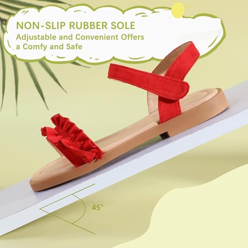 Image of PANDANINJIA Girls Sandals, Open Toe Cute Bow Princess Girls Flats, Sparkly Summer Dress Shoes Sandals for Toddler /Little Kid /Big Kid