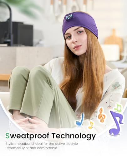 Image of Perytong 2 Pack Sleep Headphones Bluetooth 5.4, Sleeping Headphones for Side Sleepers, Sweat Resistant Earphones with Built-in Stereo Speakers for Sport Travel Yoga Jogging