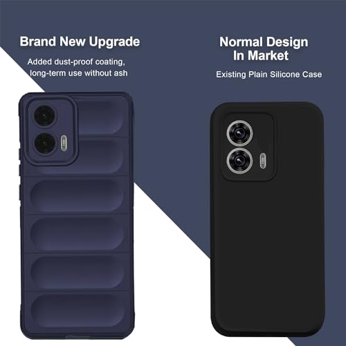 Image of A rtistque Liquid Silicone Stripes Back Cover Case for Motorola G73 | with Camera Protection | with Inner Fabric | Anti Slip Grip | AirBag Case - Blue