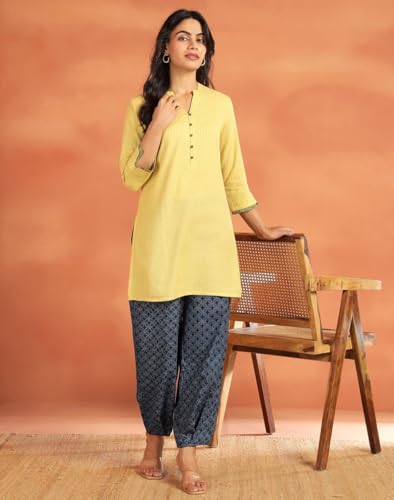 Salwar coton indigo géométrique pour vos journées d'été décontractées - 5