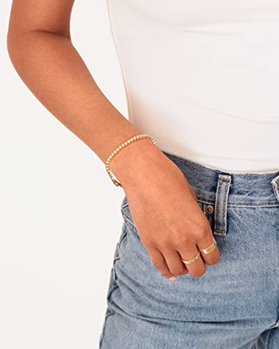 PAVOI 14K Gold Plated 2mm Cubic Zirconia Honeycomb Tennis Bracelet | Gold Bracelet for Women | SizeS 6.5-7.5 Inch2