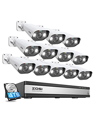 Image of ZOSI PoE Home Surveillance System, 12 x 5MP Outdoor Cameras, 4TB HDD