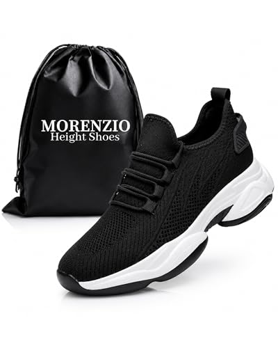 Height Increasing Shoes Boost Your Height (+2.4 +3.1 +3.9) Invisible Lift Sneakers with Arch Support Non-Slip Sole (Black US Footwear Size System Adult Men Numeric Medium 10)