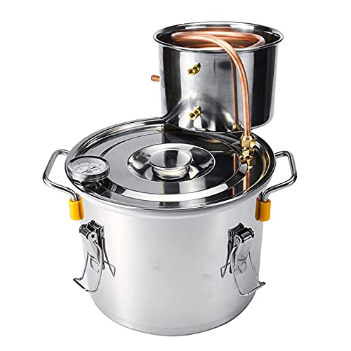 Moonshine Still Kit con Tubo de Cobre, destilador de Alcohol casero de Acero Inoxidable, Caldera de Bebidas espirituosas para Whisky, Vino, Brandy, 6L