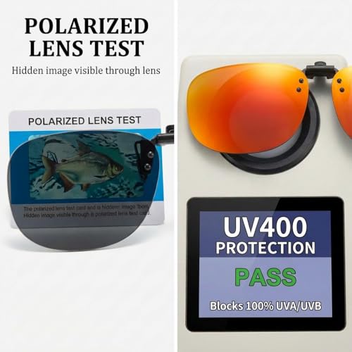 Image of Polarized Clip On Sunglasses, Flip Up Anti-Glare Driving Clip-on Shades, UV400 Protection Lens for Men Women