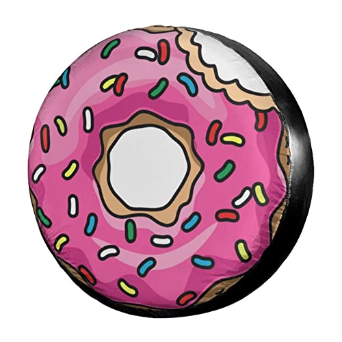 Image of Delerain Colorful Bitten Donut Spare Tire Covers for RV Trailer SUV Truck and Many Vehicle, Wheel Covers Sun Protector Waterproof (15 Inch for Diameter 27 inch-29 inch)