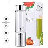 BonNoces Portable Blender USB Rechargeable, Glass Juicer Cup with Six Blades, 400ml Personal Fruit Blender for Shakes and Smoothies
