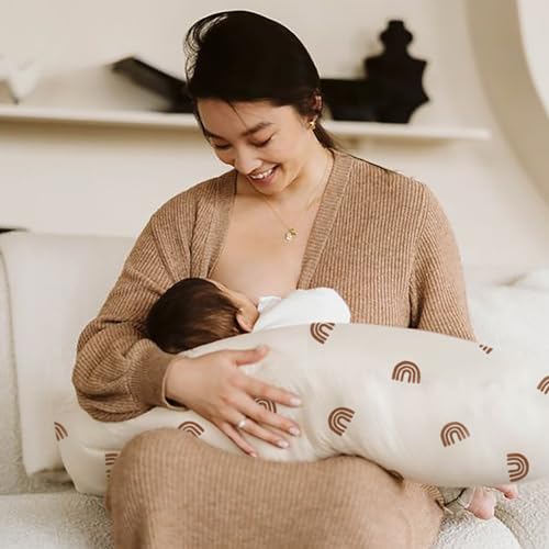 Nursing Pillow Cover 2 Pack,Neutral Breastfeeding Pillow Cover Fits 22.5in*18in Nursing Pillow for Baby Boy Girl, (Boho Rainbow Style