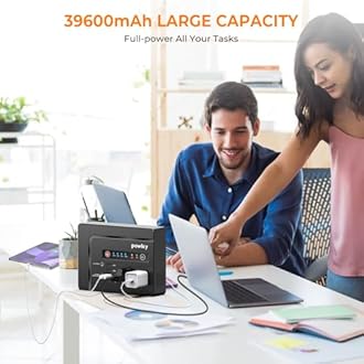 Powkey Portable Power Station 200W, 146Wh Portable Solar Generator Battery Pack with 2 Pure Sine Wave AC Outlets/4 USB A/1 DC Port, Lithium Battery Backup Power Supply for Camping Travel Outdoor Home